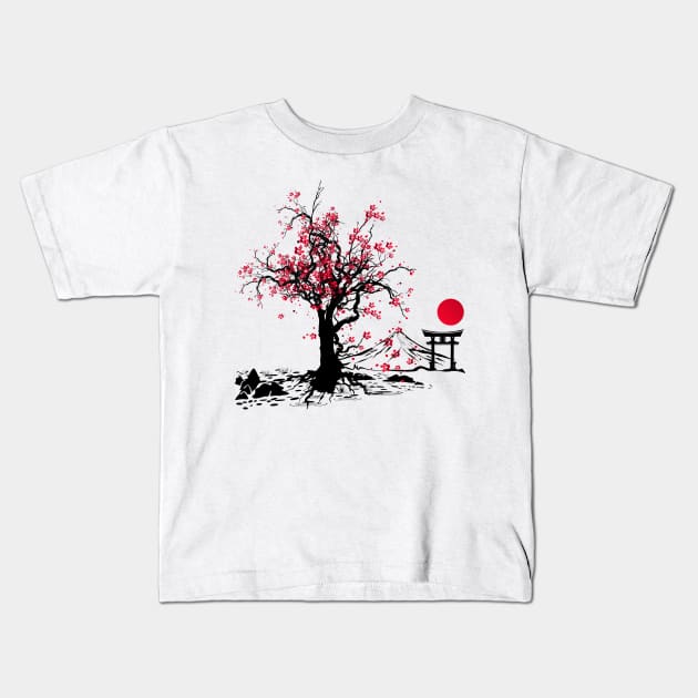 Sakura | Cherry Blossom | Oriental Art Kids T-Shirt by VISUALUV